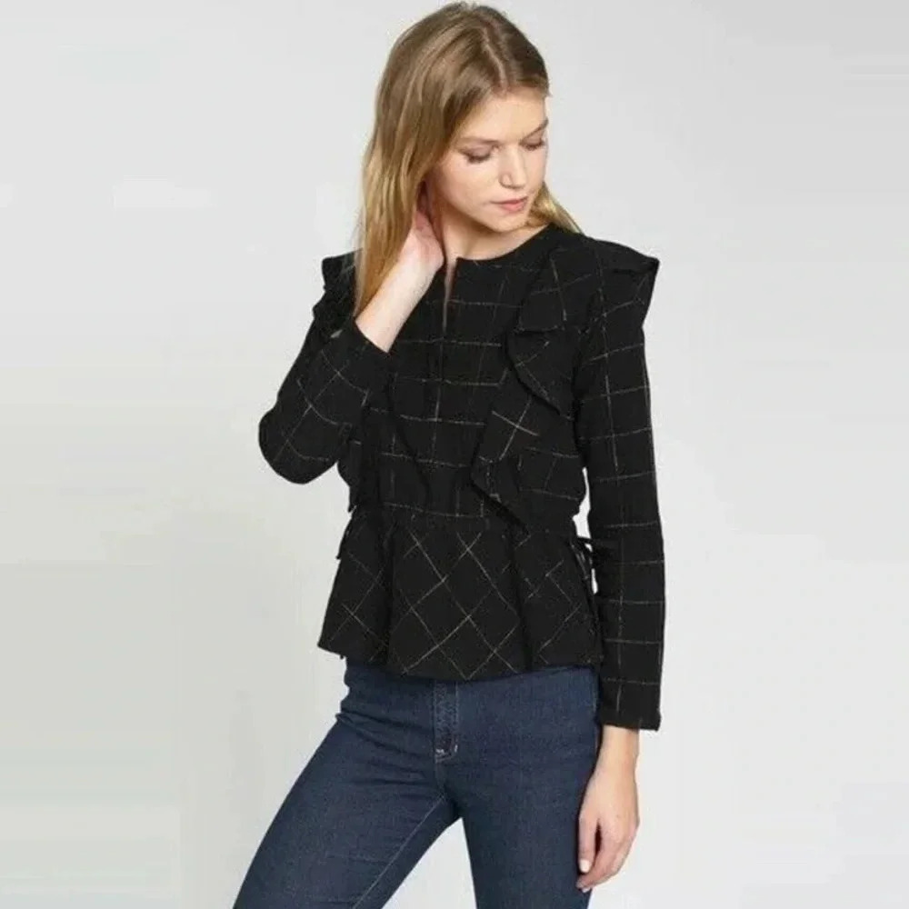 🌟✨2 for $20 ✨🌟 dRA |  RUFFLED PEPLUM SHIMMER BLOUSE